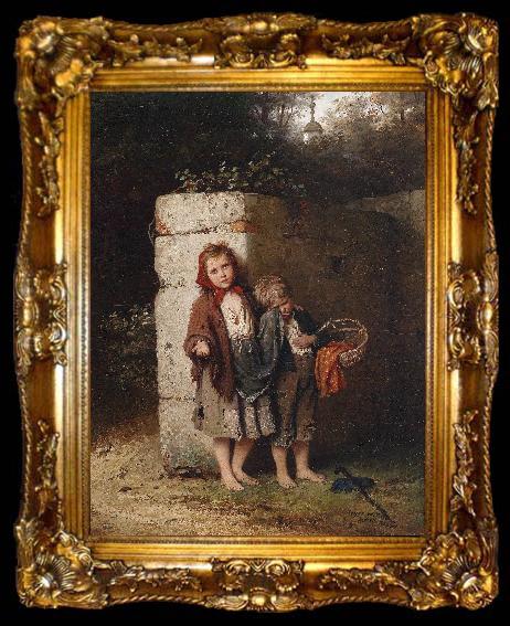 framed  Johann Georg Meyer Bettelnde Kinder, ta009-2